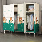 Steel Kids Wardrobe Armoire With Illustrated Doors And Shelves