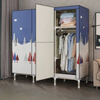 Steel Kids Wardrobe Armoire With Illustrated Doors And Shelves