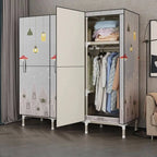 Steel Kids Wardrobe Armoire With Illustrated Doors And Shelves