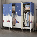 Steel Kids Wardrobe Armoire With Illustrated Doors And Shelves