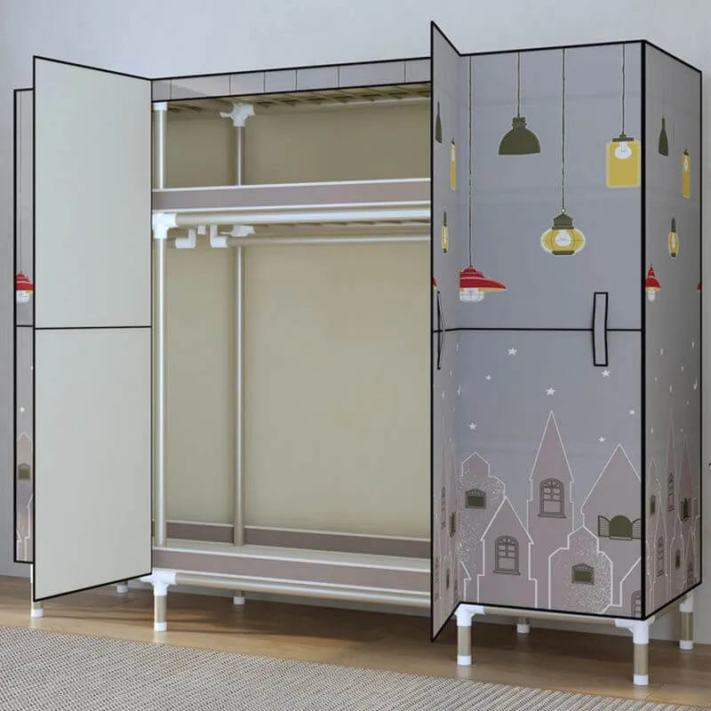 Steel Kids Wardrobe Armoire With Illustrated Doors And Shelves Main Product Image Main image