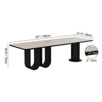 Stone Top Executive Office Desk with Sculptural Base and Solid Wood