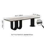 Stone Top Executive Office Desk with Sculptural Base and Solid Wood