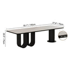 Stone Top Executive Office Desk with Sculptural Base and Solid Wood