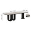 Stone Top Executive Office Desk with Sculptural Base and Solid Wood