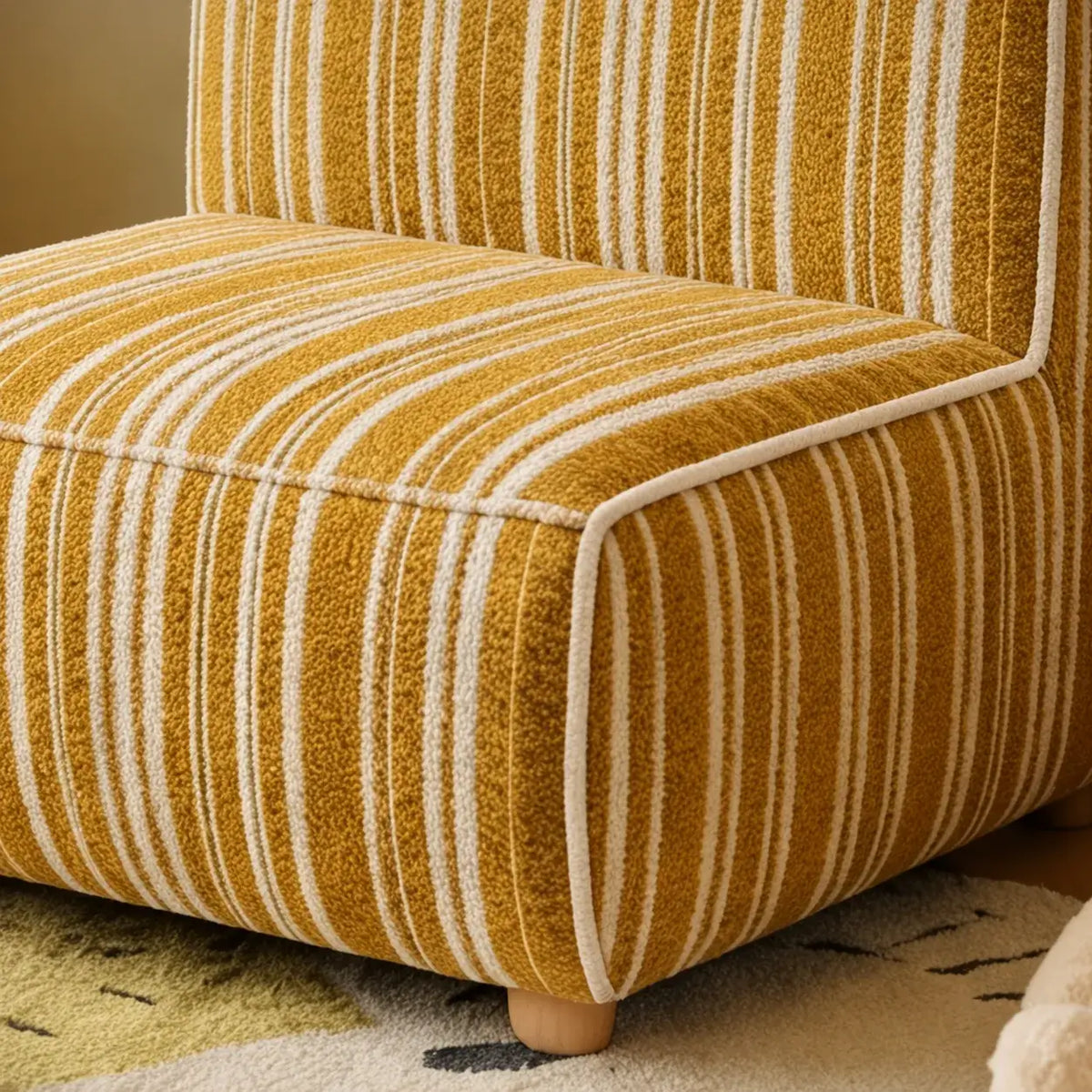 Striped Kids Chair with Sofa-Like Backrest, Rounded Low-Profile Form