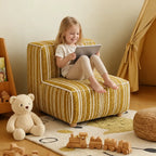 Striped Kids Chair with Sofa-Like Backrest, Rounded Low-Profile Form