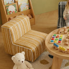 Striped Kids Chair with Sofa-Like Backrest, Rounded Low-Profile Form