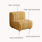 Striped Kids Chair with Sofa-Like Backrest, Rounded Low-Profile Form