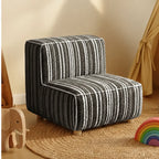 Striped Kids Chair with Sofa-Like Backrest, Rounded Low-Profile Form
