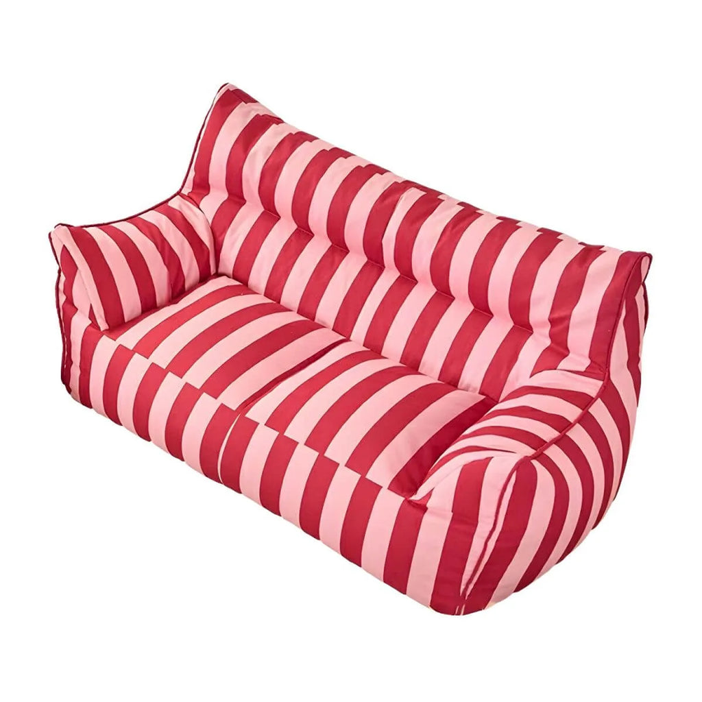 Striped Mohair & Silk Velvet Bean Bag Chair and Sofa with Removable Cover