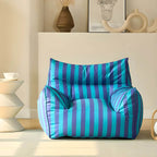 Striped Mohair & Silk Velvet Bean Bag Chair and Sofa with Removable Cover