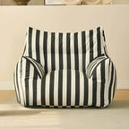 Striped Mohair & Silk Velvet Bean Bag Chair and Sofa with Removable Cover