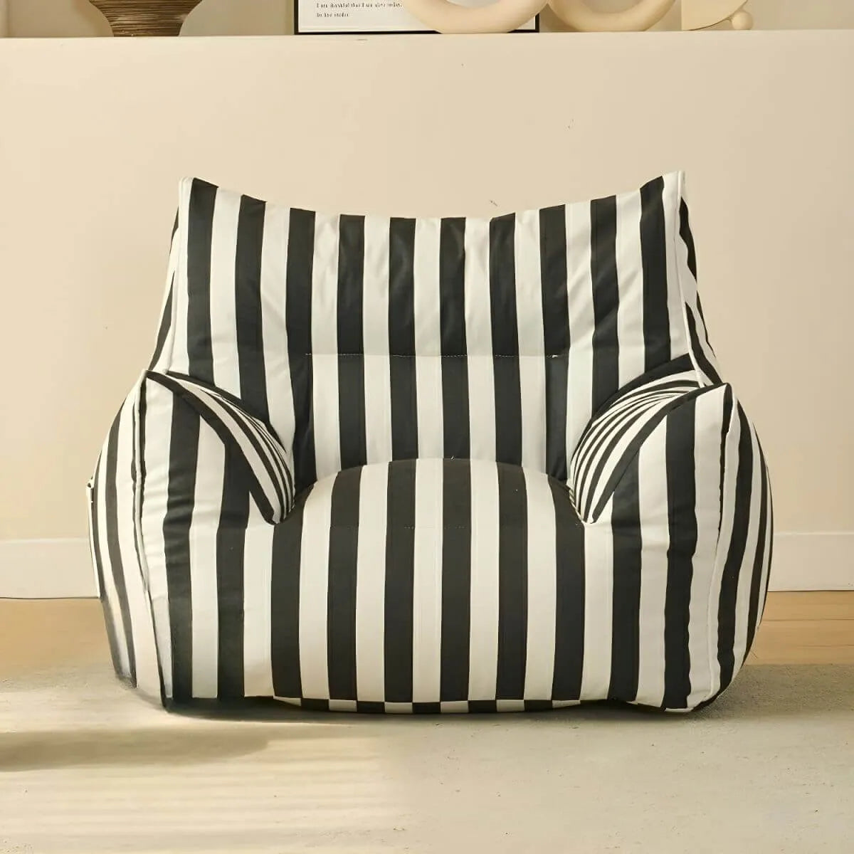Striped Mohair & Silk Velvet Bean Bag Chair and Sofa with Removable Cover