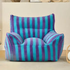 Striped Mohair & Silk Velvet Bean Bag Chair and Sofa with Removable Cover