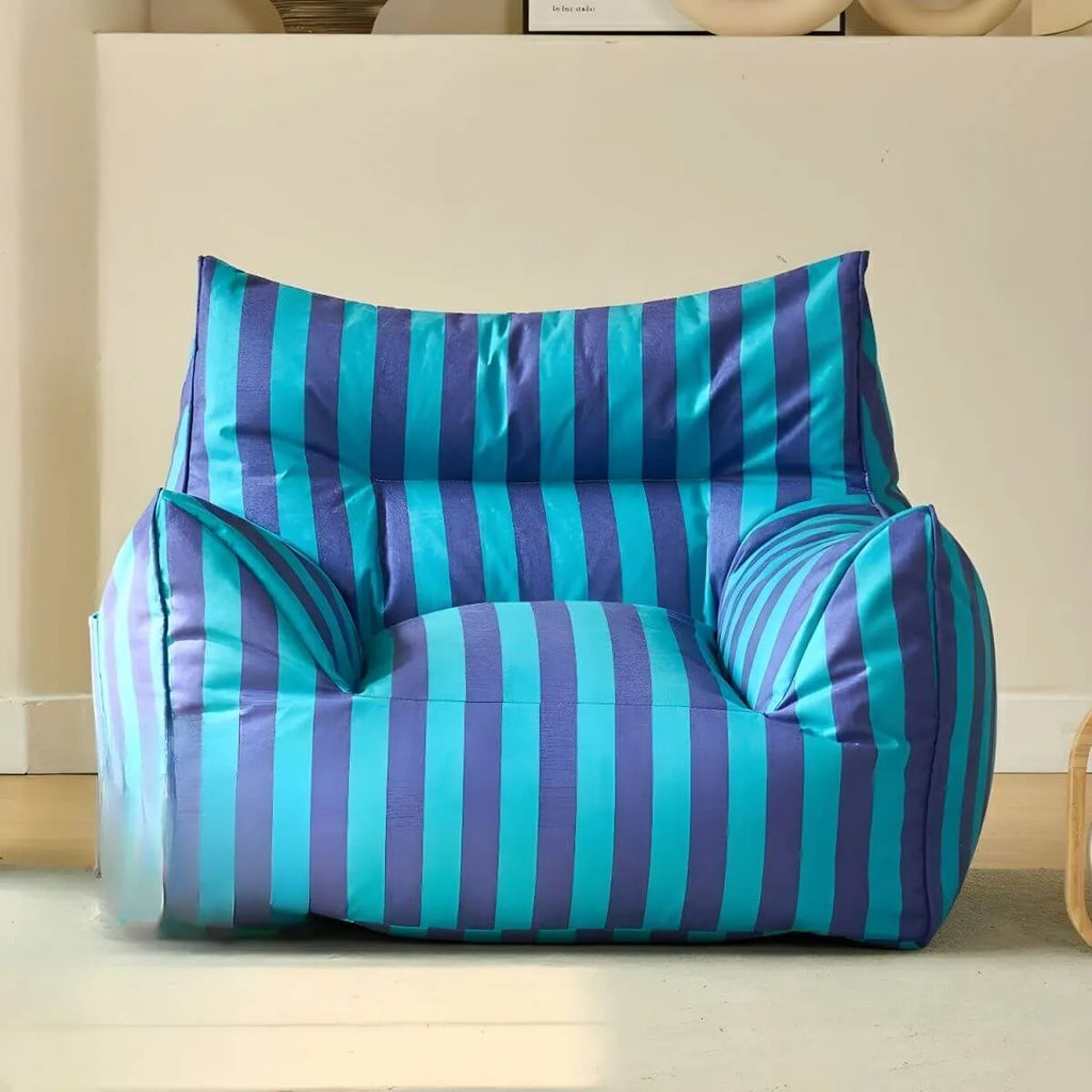 Striped Mohair & Silk Velvet Bean Bag Chair and Sofa with Removable Cover