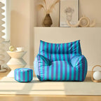 Striped Mohair & Silk Velvet Bean Bag Chair and Sofa with Removable Cover