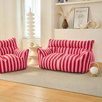 Striped Mohair & Silk Velvet Bean Bag Chair and Sofa with Removable Cover