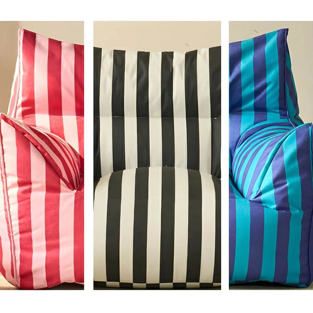 Striped Mohair & Silk Velvet Bean Bag Chair and Sofa with Removable Cover