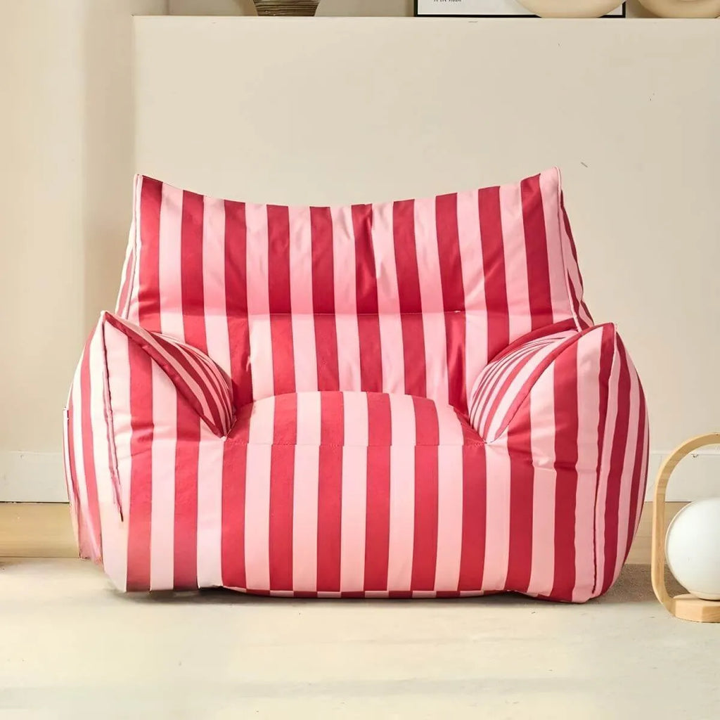 Striped Mohair & Silk Velvet Bean Bag Chair and Sofa with Removable Cover