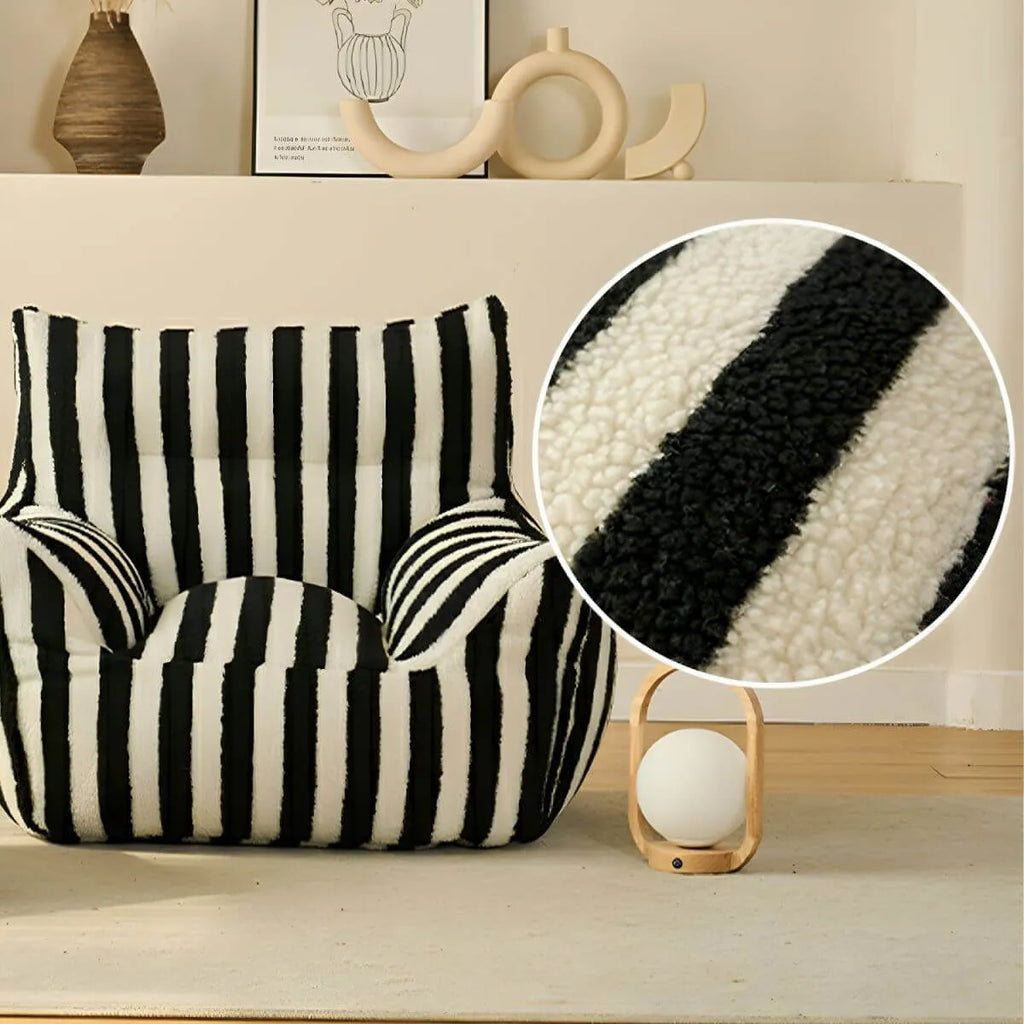 Striped Mohair & Silk Velvet Bean Bag Chair and Sofa with Removable Cover