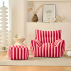 Striped Mohair & Silk Velvet Bean Bag Chair and Sofa with Removable Cover