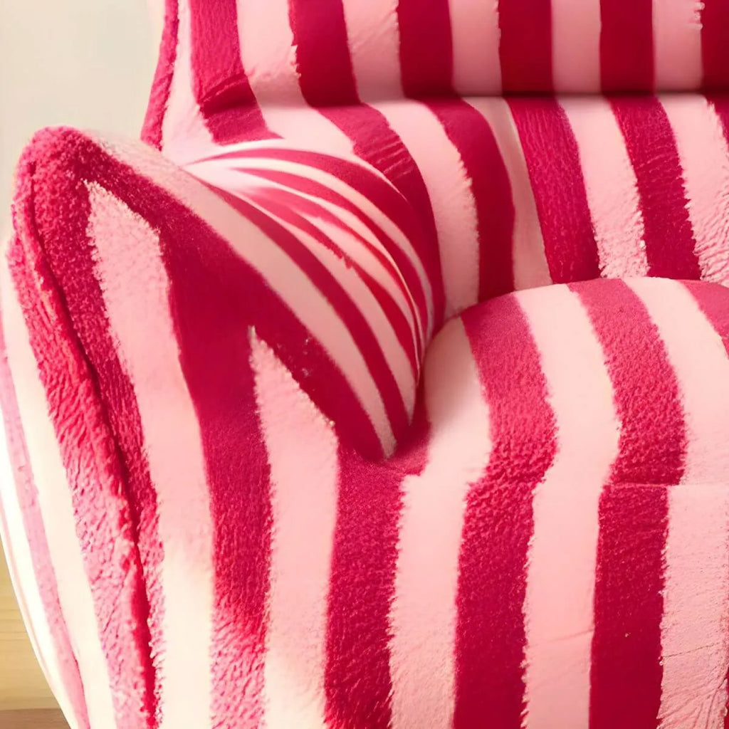Striped Mohair & Silk Velvet Bean Bag Chair and Sofa with Removable Cover