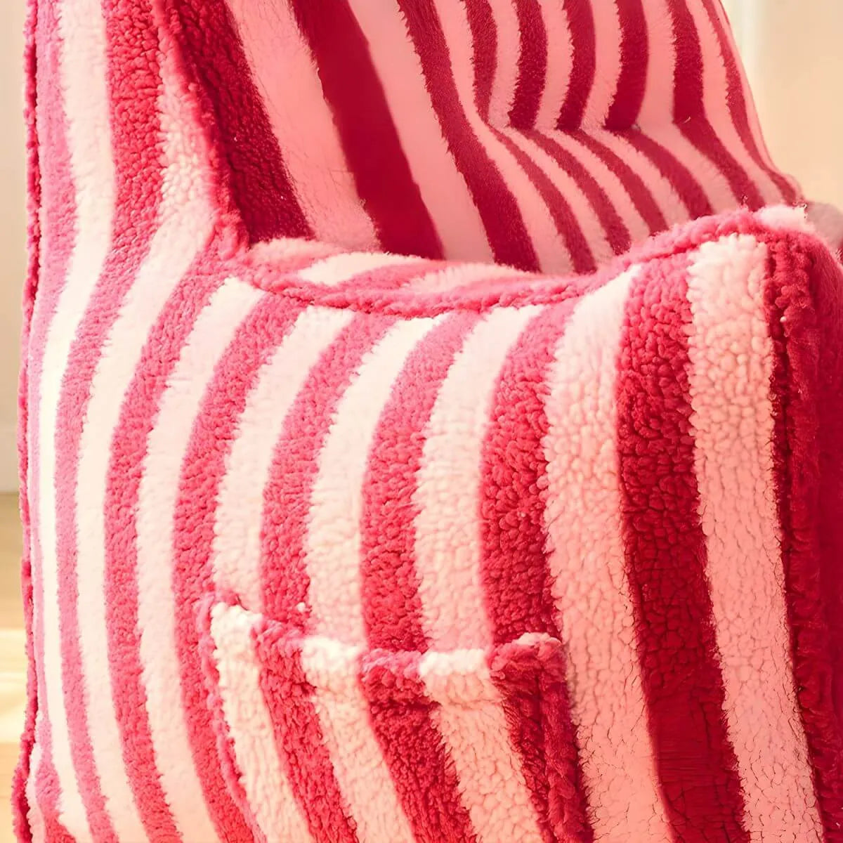 Striped Mohair & Silk Velvet Bean Bag Chair and Sofa with Removable Cover