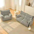 Striped Mohair & Silk Velvet Bean Bag Chair and Sofa with Removable Cover