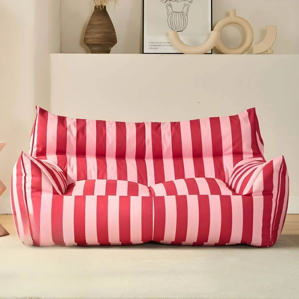 Striped Mohair & Silk Velvet Bean Bag Chair and Sofa with Removable Cover