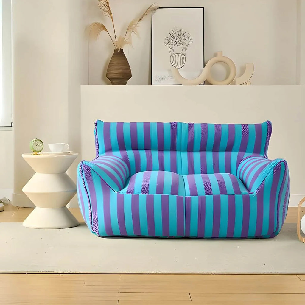 Striped Mohair & Silk Velvet Bean Bag Chair and Sofa with Removable Cover