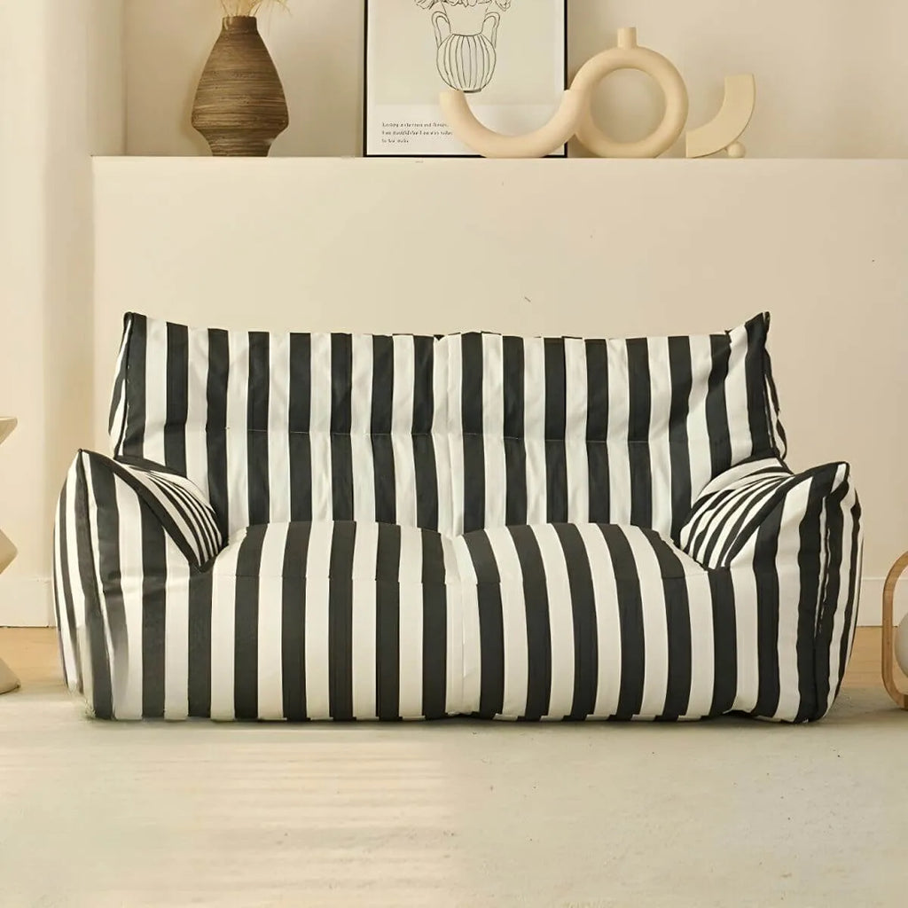 Striped Mohair & Silk Velvet Bean Bag Chair and Sofa with Removable Cover