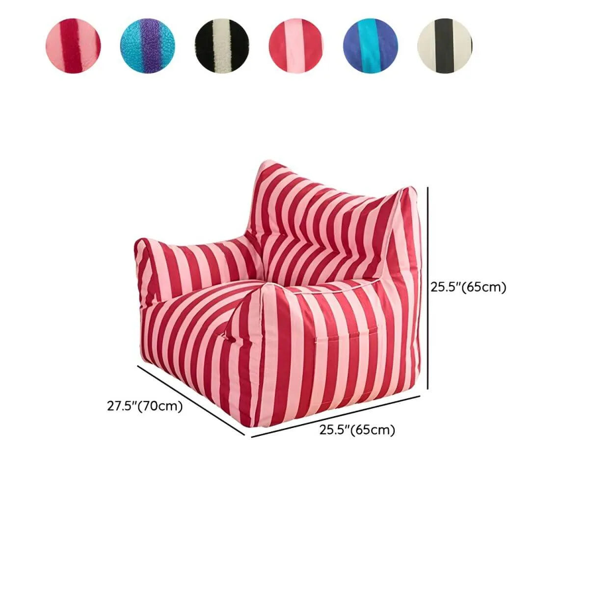 Striped Mohair & Silk Velvet Bean Bag Chair and Sofa with Removable Cover Dimensions
