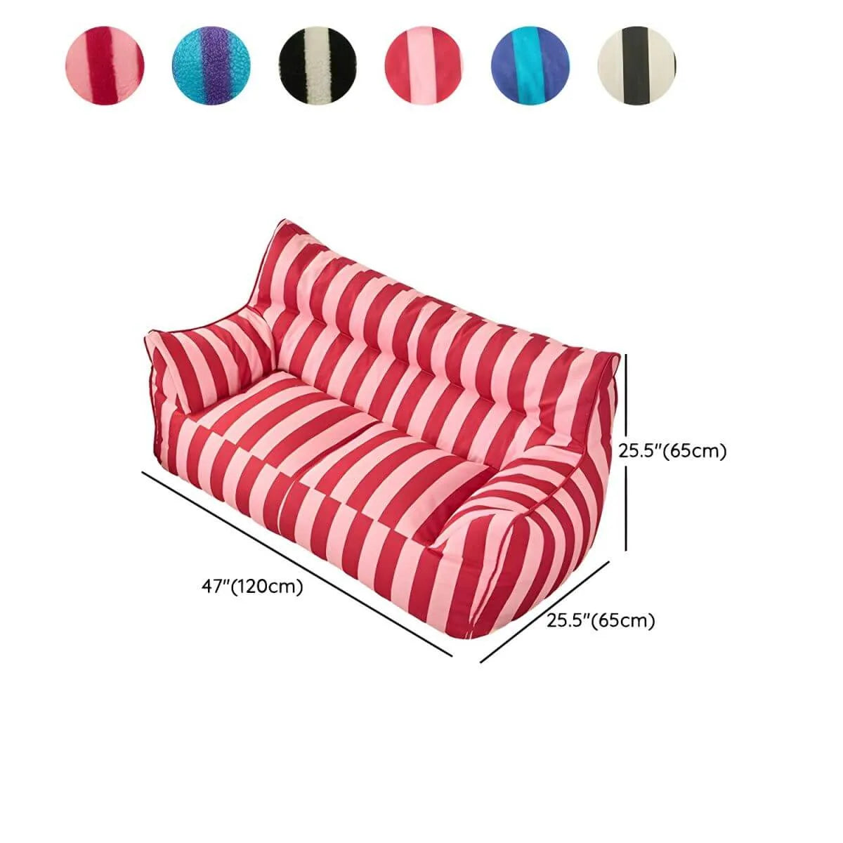 Striped Mohair & Silk Velvet Bean Bag Chair and Sofa with Removable Cover Dimensions