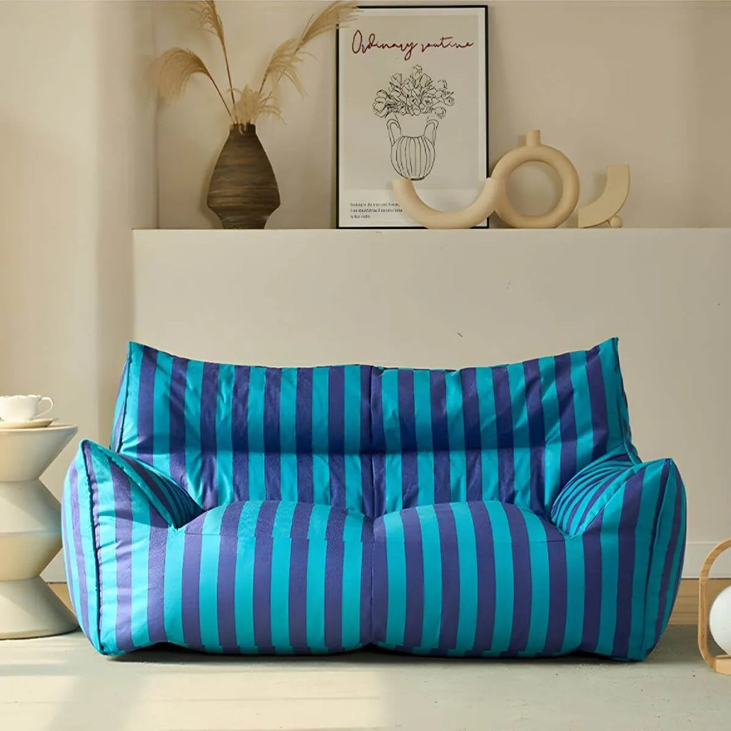 Striped Mohair & Silk Velvet Bean Bag Chair and Sofa with Removable Cover Main Product Image