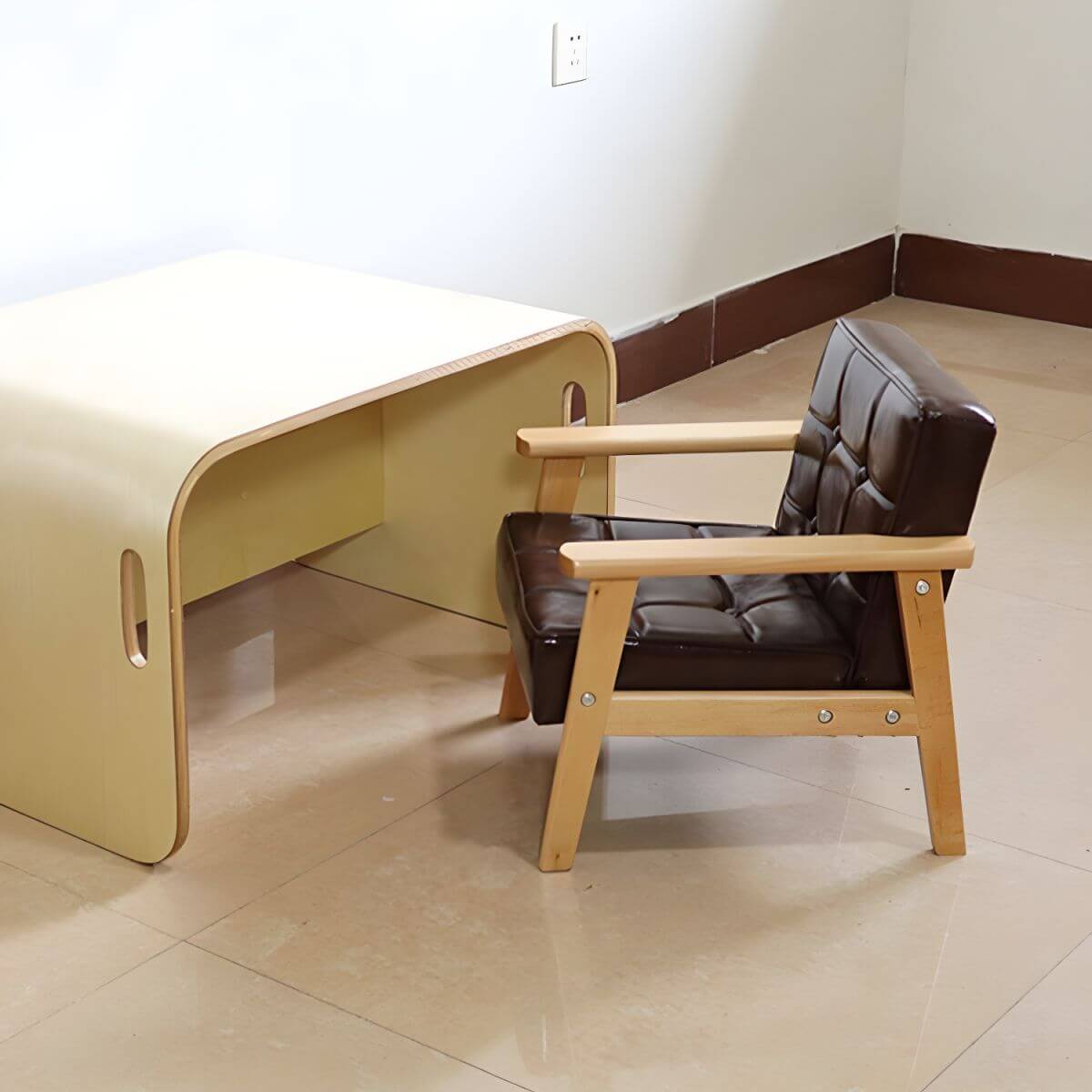 Stylish Foam Upholstered Kids Chair in Black, Brown, Green