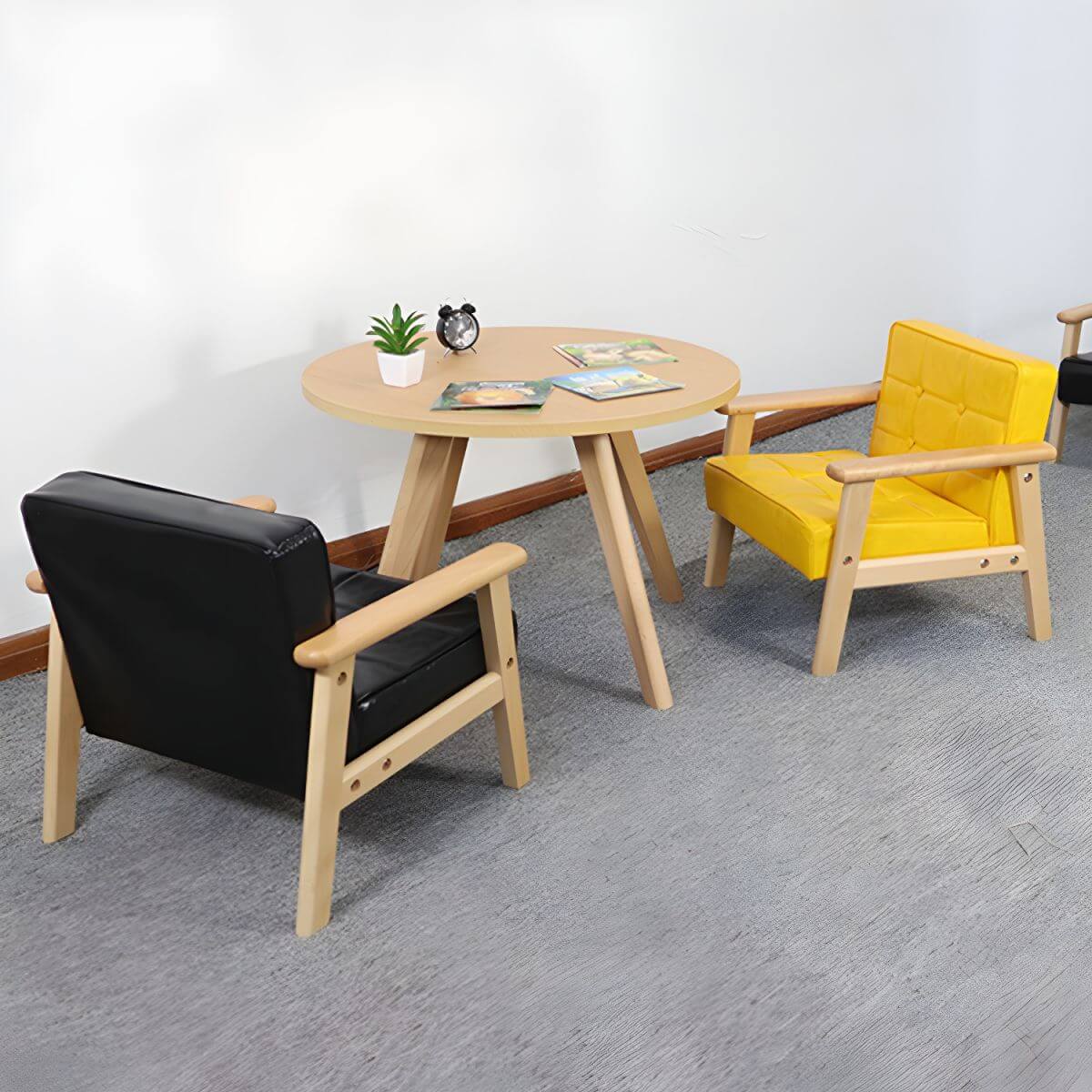 Stylish Foam Upholstered Kids Chair in Black, Brown, Green Secondary image