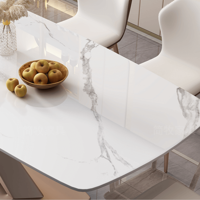 Stylish Hard Rock Plate Dining Table with X-Shaped Legs