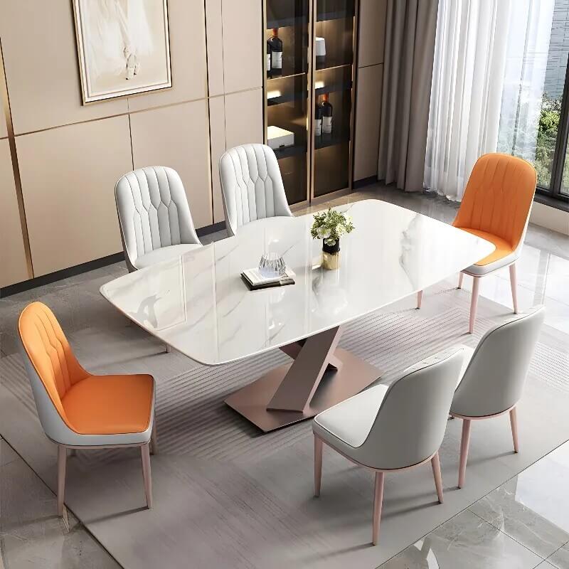 Stylish Hard Rock Plate Dining Table with X-Shaped Legs Main Product Image Main image