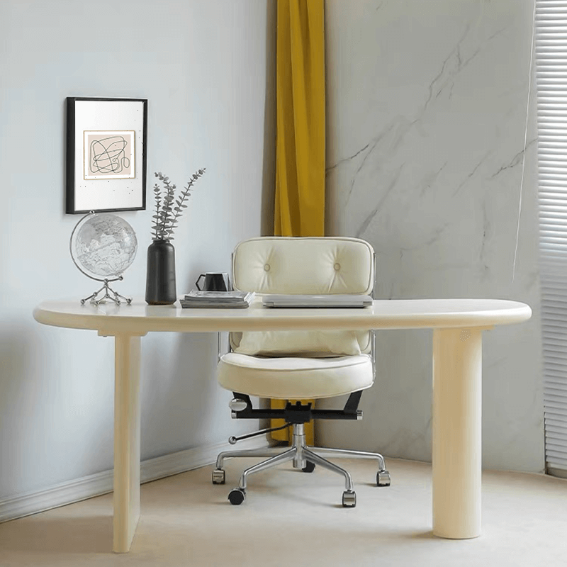 Stylish Pine Wood Office Desk Series - Asymmetrical Base
