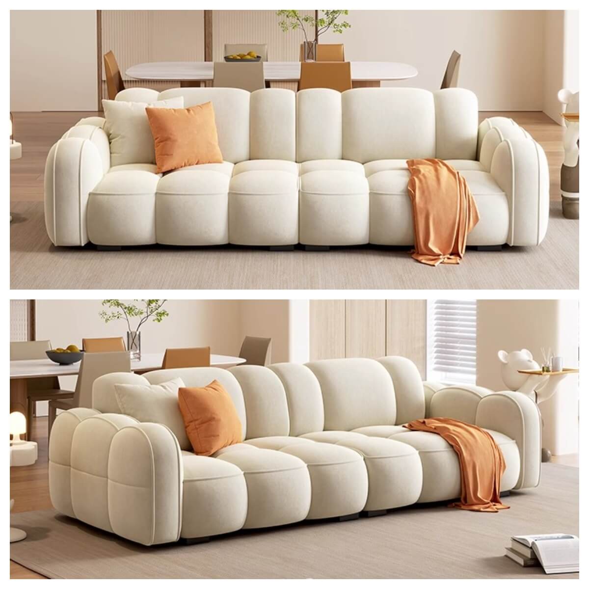 Stylish Three-Seater Sofa with Cloud-Inspired Contours