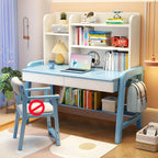 Stylish Walnut Kids Writing Desk with Open Shelves and Storage