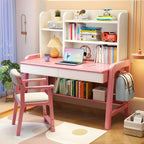 Stylish Walnut Kids Writing Desk with Open Shelves and Storage