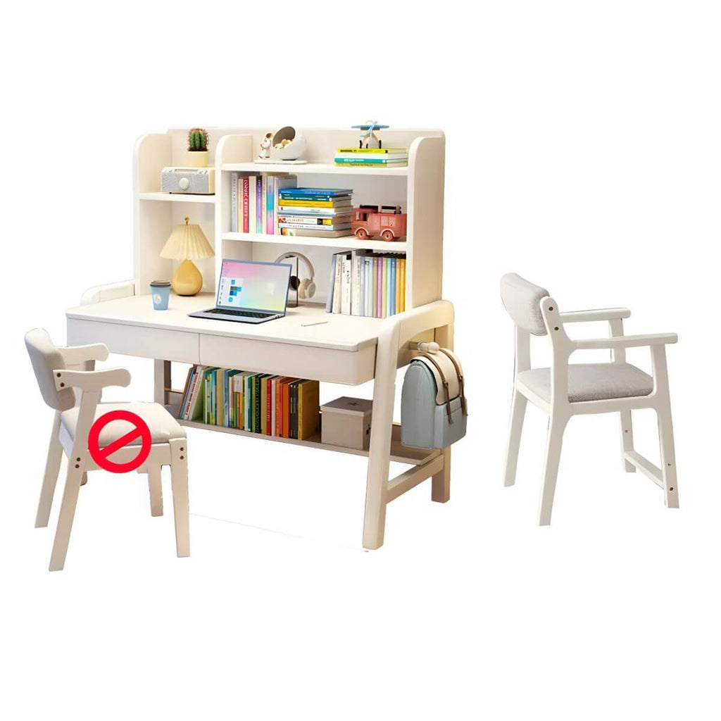 Stylish Walnut Kids Writing Desk with Open Shelves and Storage