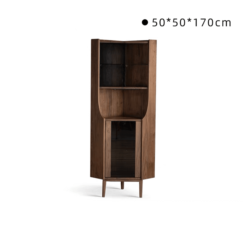 Stylish Walnut Wine Storage Cabinet With Open Shelf Image secondaire du produit