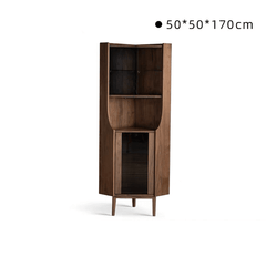 Stylish Walnut Wine Storage Cabinet With Open Shelf