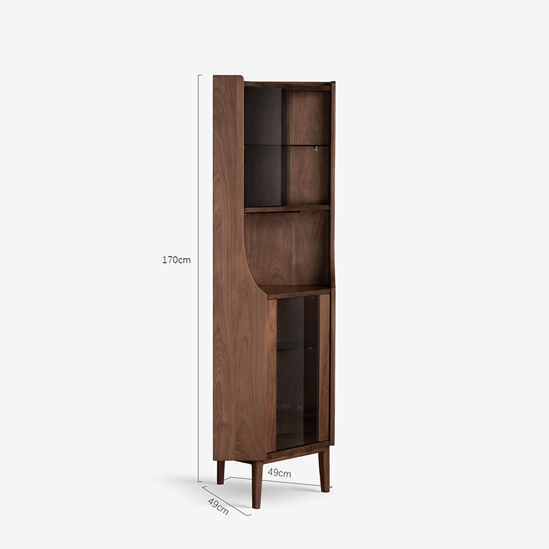 Stylish Walnut Wine Storage Cabinet With Open Shelf