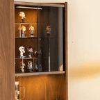 Stylish Walnut Wine Storage Cabinet With Open Shelf