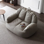 Suede-Look 2-Person Bean Bag Sofa With Ottoman for Small Spaces