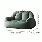 Suede-Look 2-Person Bean Bag Sofa With Ottoman for Small Spaces